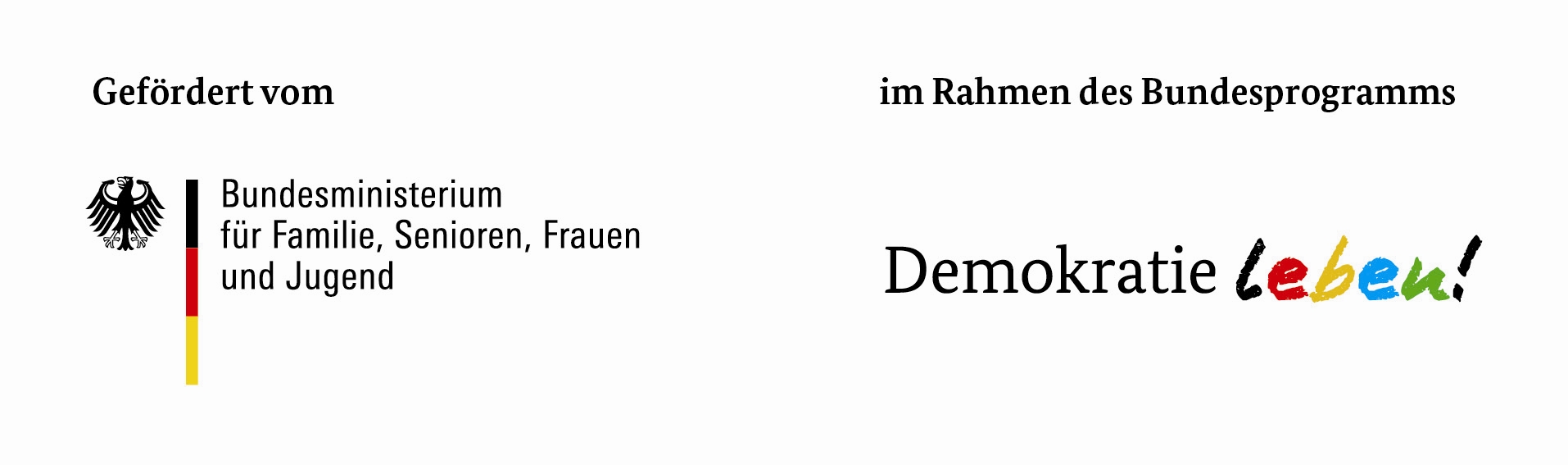 Logo Bundesministerium für Familie, Senioren, Frauen und Jugend sowie Logo Demokratie leben
