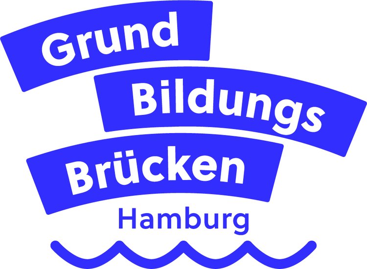 Logo des Projektes Grundbildungsbrücken Hamburg in blauer Schrift